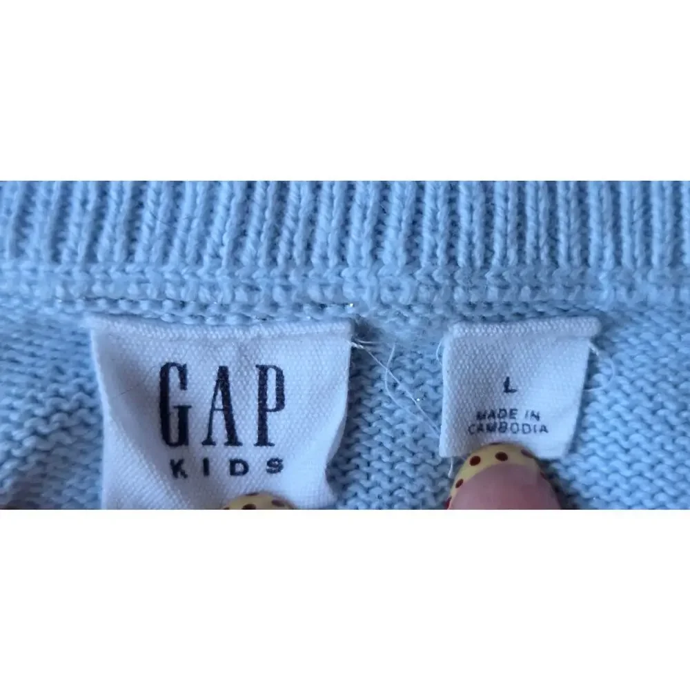 Girls Gap shimmer blue Sweater & Cat & Jack Floral Ribbed Tee Bundle-Sz 10-12